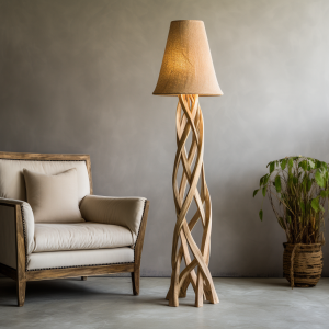Floor standing lamp and an armchair